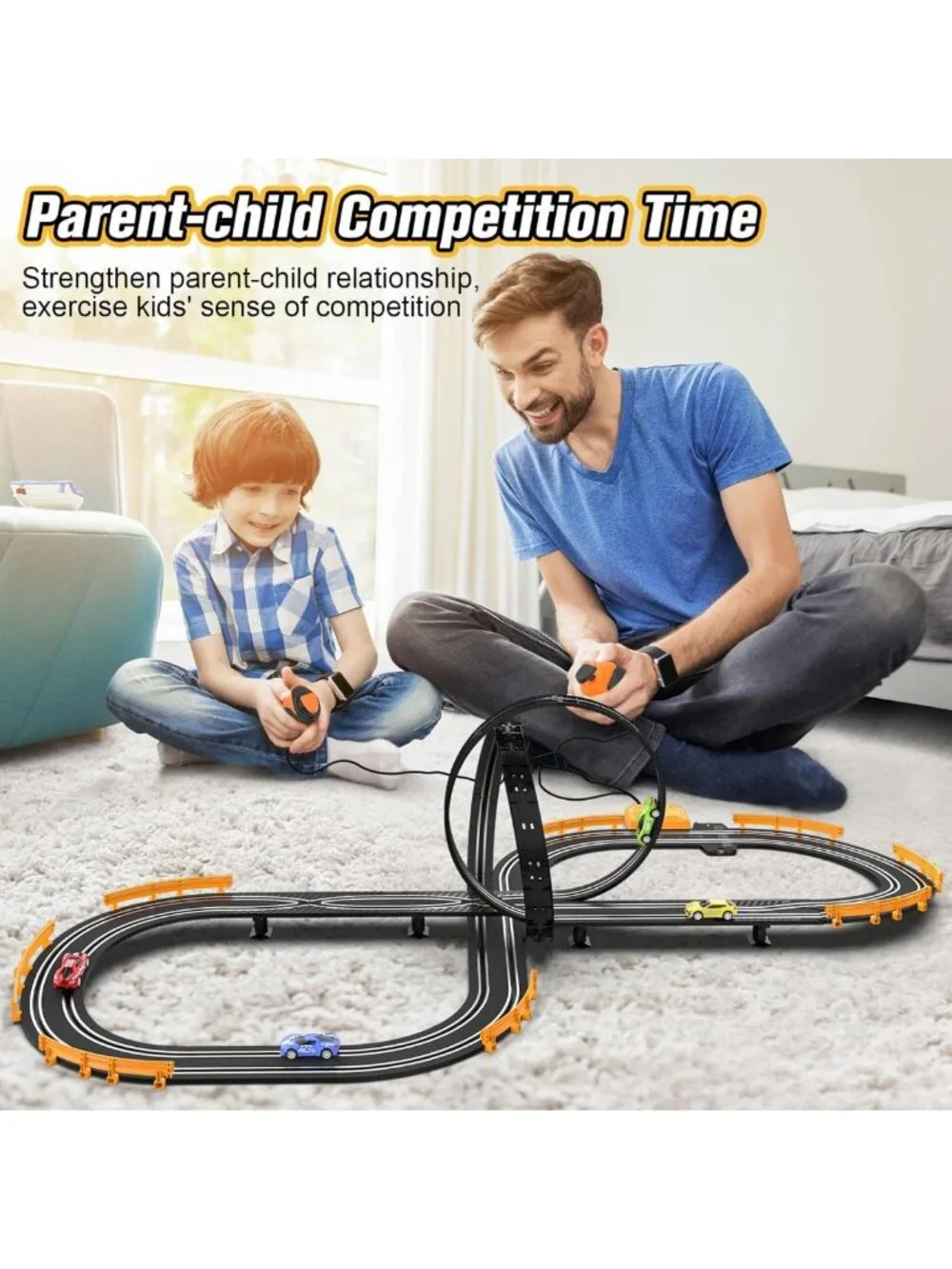 High-Speed Slot Car Race Track Set with 4 Cars & Dual Controllers - Fun Gift for